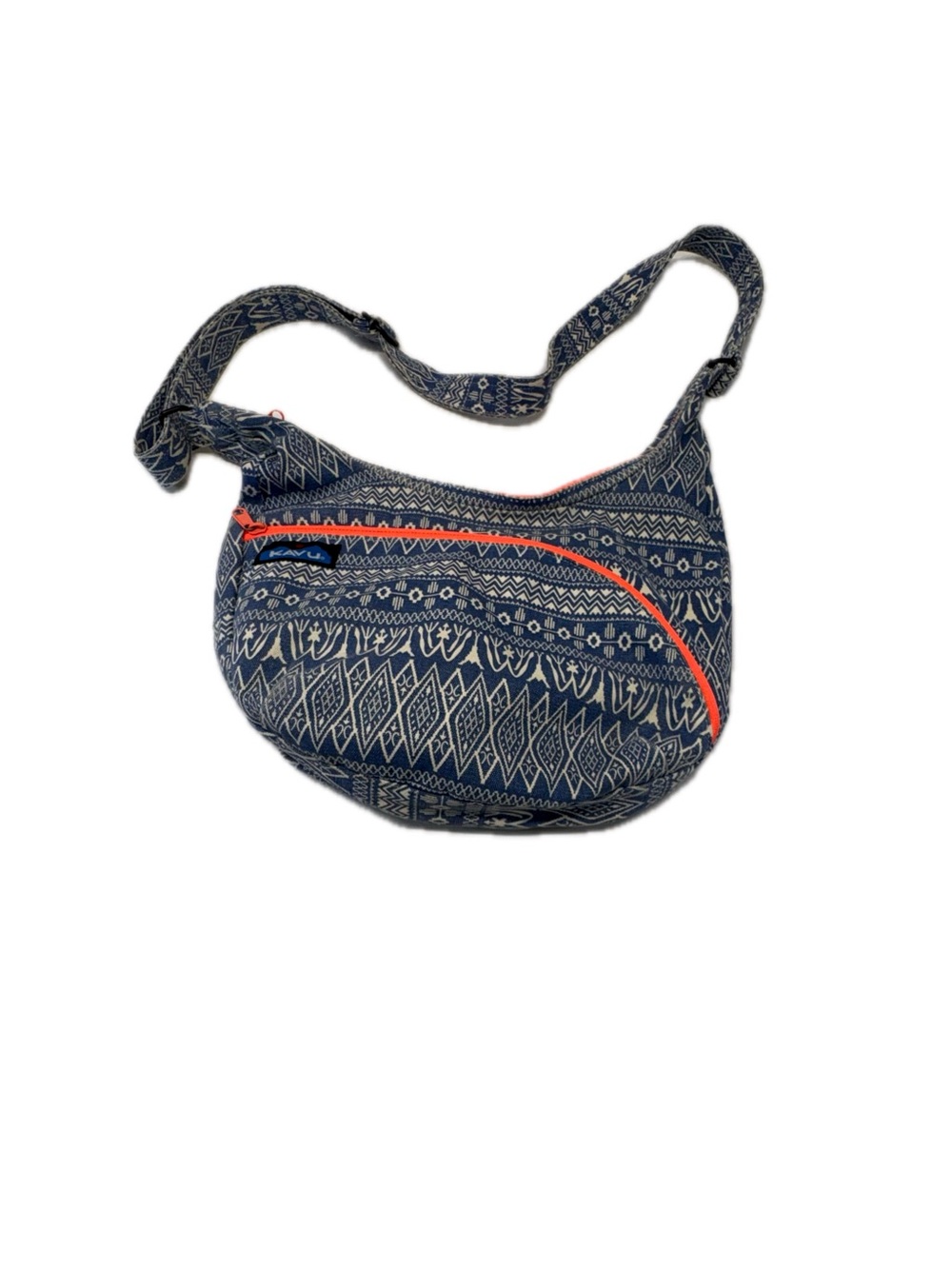 KAVU Singapore Satchel Crossbody Bag - Geometric Blue & Orange